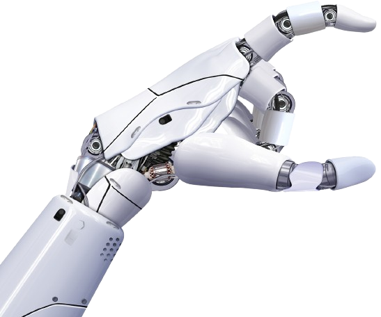 Robotic hand presenting Praapthi headline